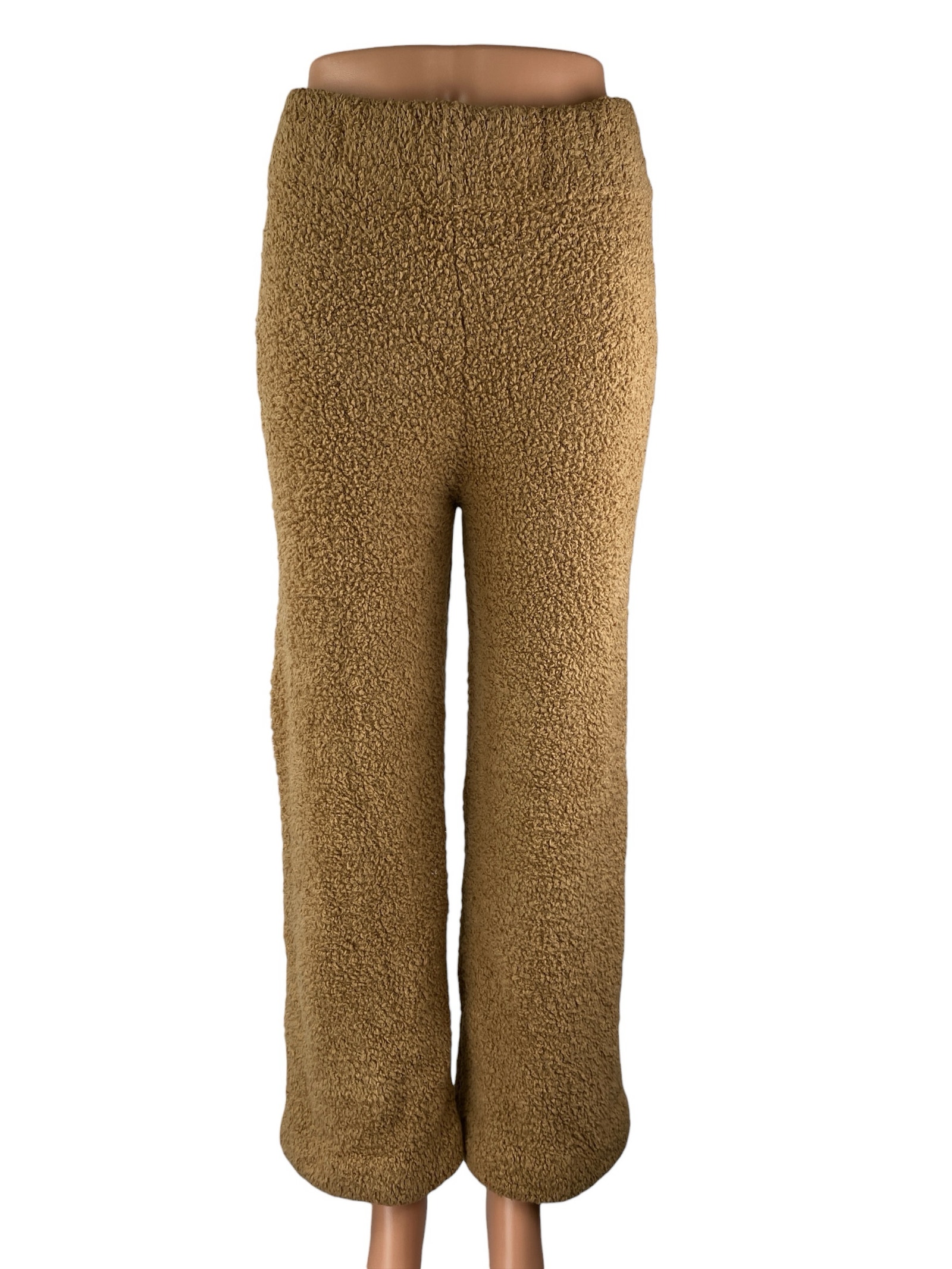 Skims Cozy Knit Women's Brown High Rise Teddy Fleece Lounge Trousers Pants S/M